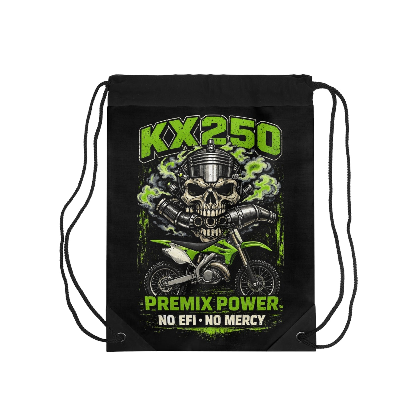 KX250 Dirt Bike Drawstring Bag – "Premix Power: No EFI No Mercy"