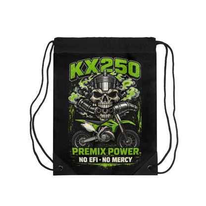 KX250 Dirt Bike Drawstring Bag – "Premix Power: No EFI No Mercy"