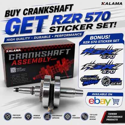 FIT POLARIS RZR, SPORTSMAN, RANGER 570 KALAMA RACING CRANKSHAFT 2012~2017 With FREE Sticker Set