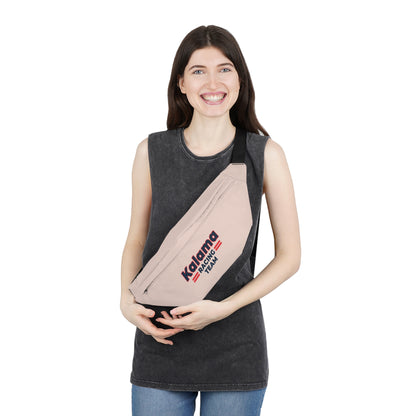 Kalama Racing Team Large Fanny Pack — Retro Athletic Waist Bag Almond Silk Color