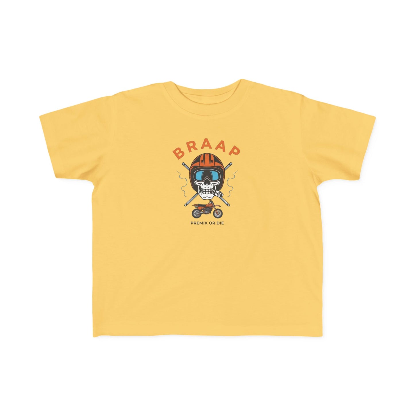 Toddler Tee - 'BRAAP' Dirt Bike Helmet Motorcycle Graphic Shirt