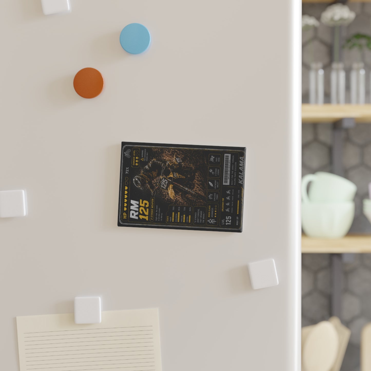 Motorbike Racing Card Rectangle Magnet — RM 125 Vintage Rider Design