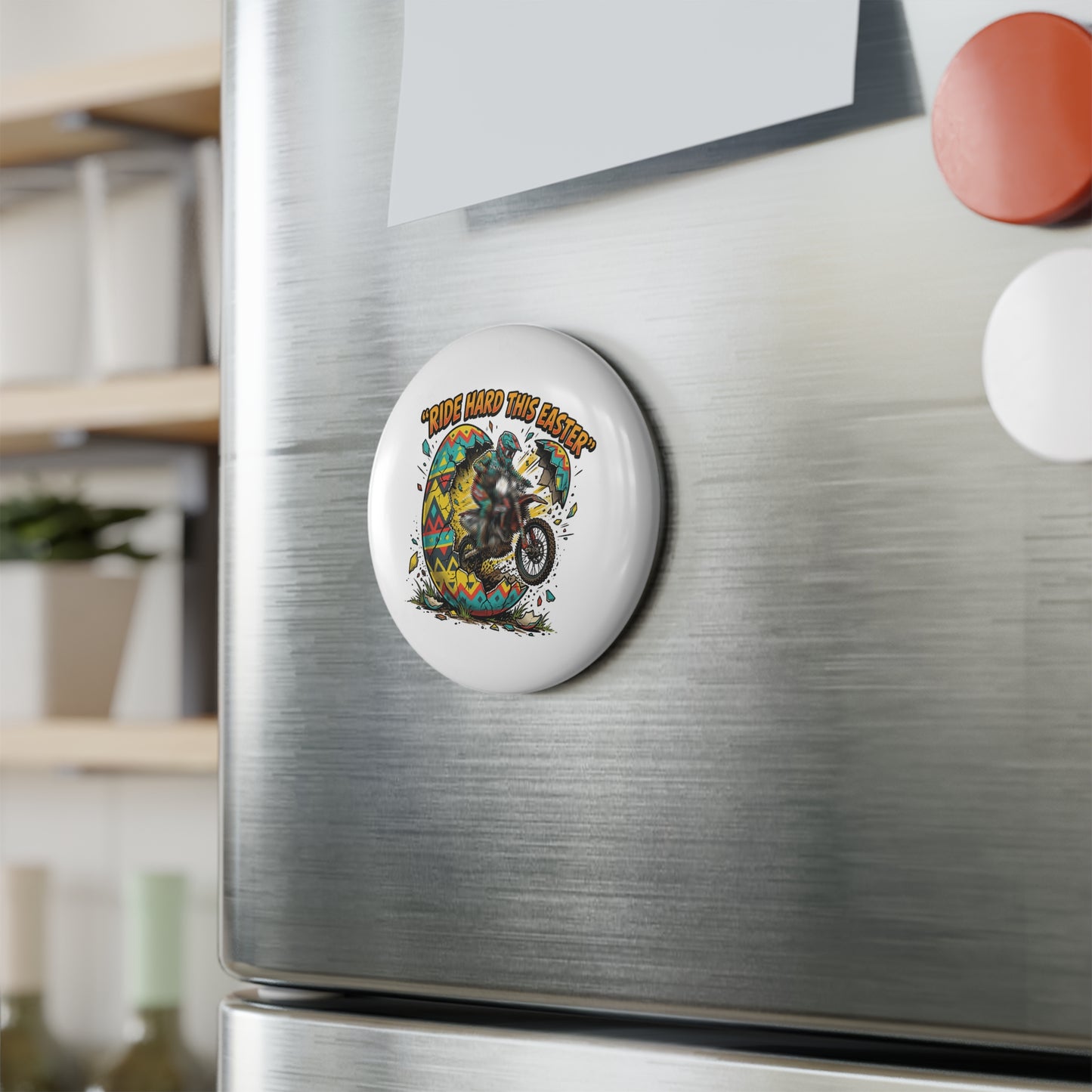 Ride Hard This Easter Motorcycle Magnet — Round Button Magnet