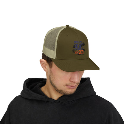 Made By Dirt Defined By Speed Snapback Trucker Cap — Racing Off‑Road Hat for Motorsports Enthusiasts