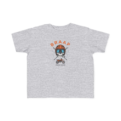 Toddler Tee - 'BRAAP' Dirt Bike Helmet Motorcycle Graphic Shirt