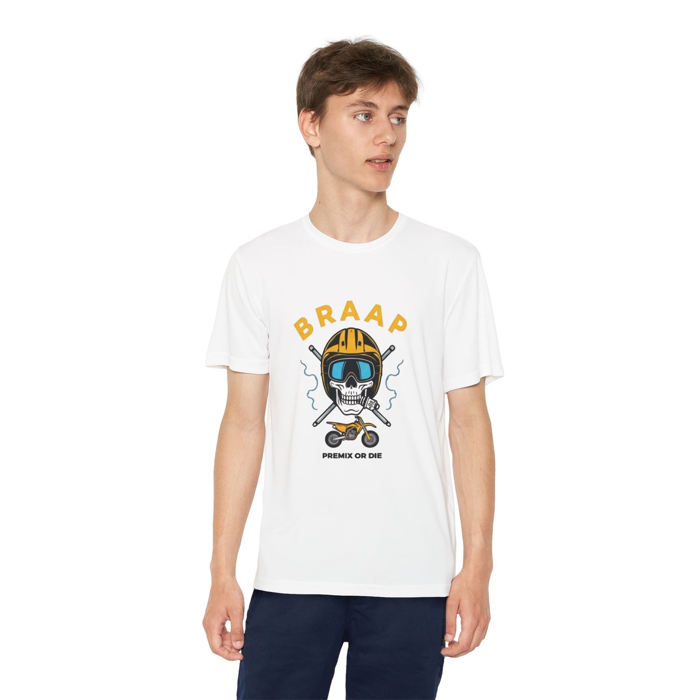 Youth Motocross Tee - "BRAAP" Skull Helmet Racer Shirt