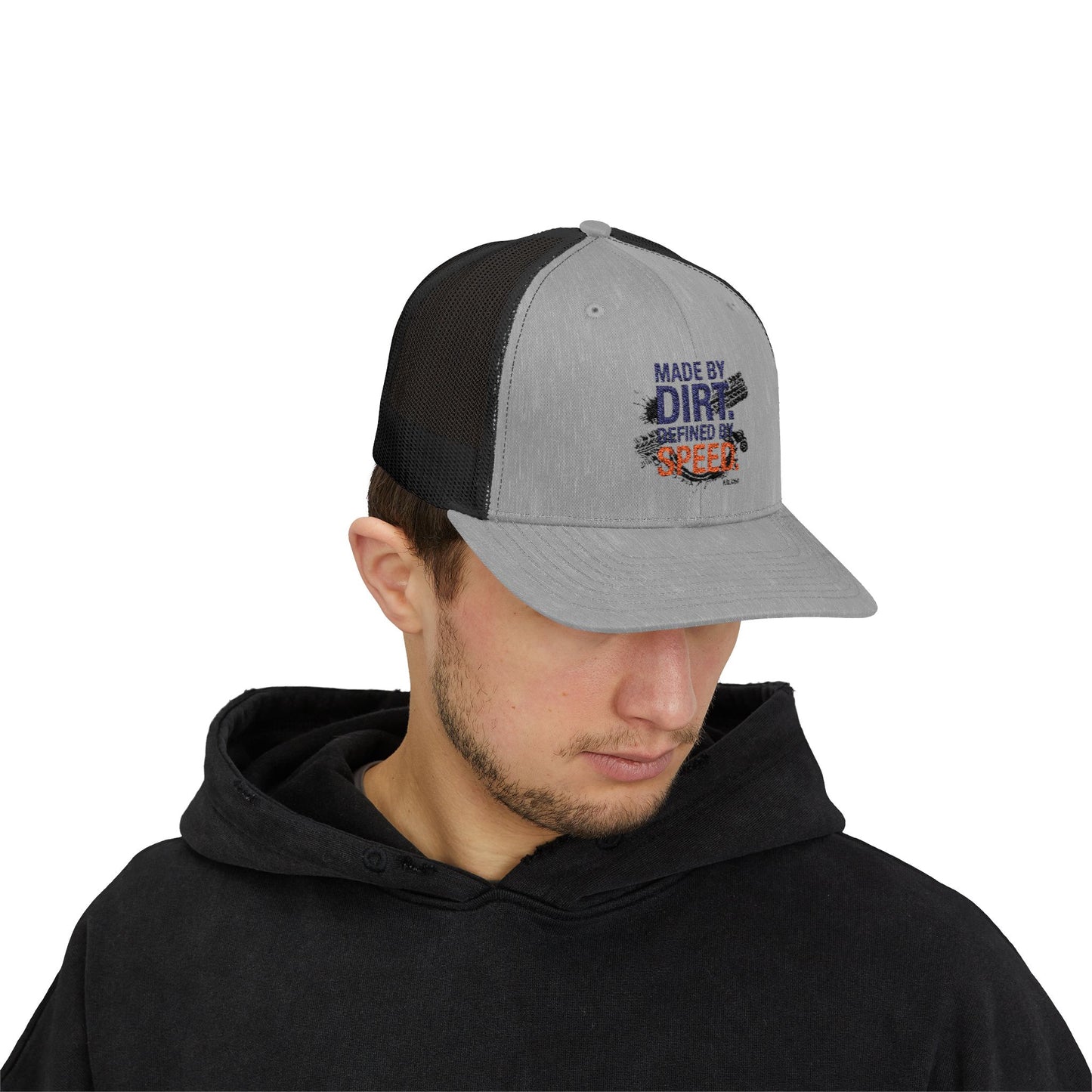 Made By Dirt Defined By Speed Snapback Trucker Cap — Racing Off‑Road Hat for Motorsports Enthusiasts