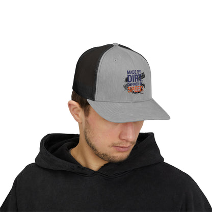 Made By Dirt Defined By Speed Snapback Trucker Cap — Racing Off‑Road Hat for Motorsports Enthusiasts