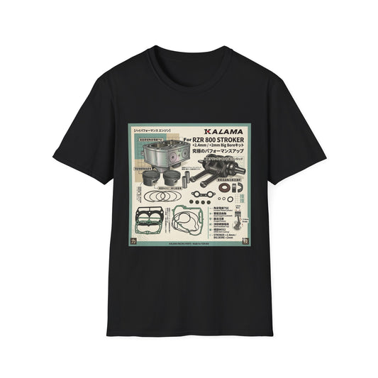 Motorcycle Engine Parts Diagram T-Shirt — RZR 800 Stroker Blueprint Tee