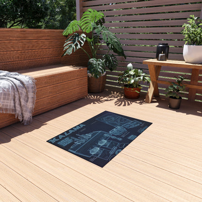 Kalama Blueprint Outdoor Rug — Nautical Blueprint Patio Mat