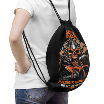 Motocross Skull Drawstring Bag – “85 SX Premix Power” Dirt Bike Gym Sack