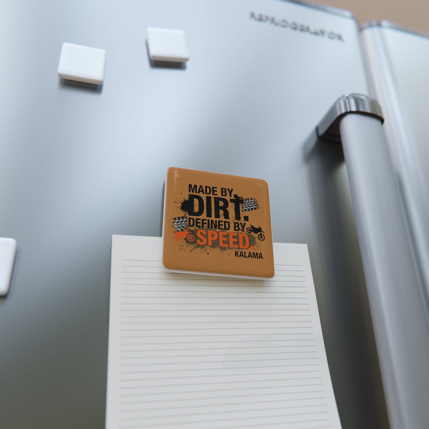 Porcelain Magnet — "Made by Dirt, Defined by Speed" Off-Road Motorcycle Magnet