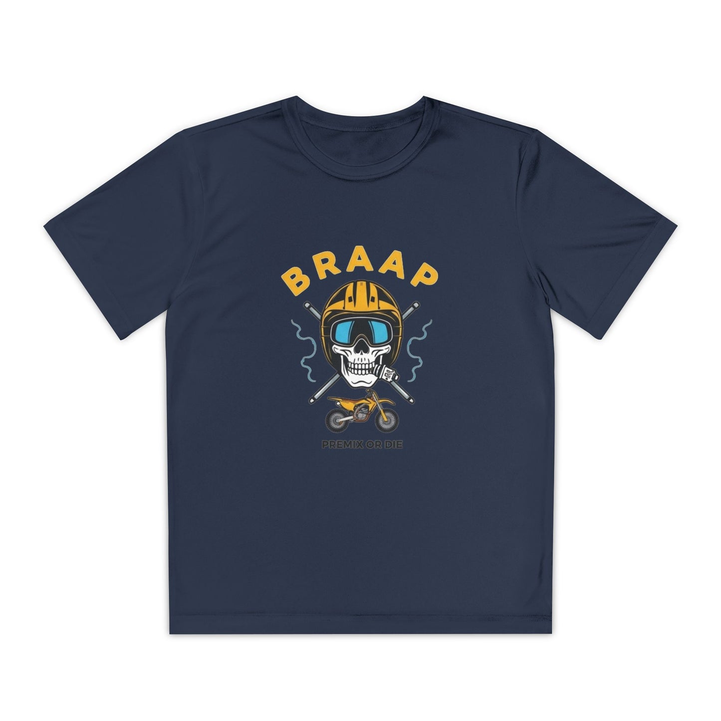 Youth Motocross Tee - "BRAAP" Skull Helmet Racer Shirt