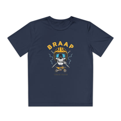 Youth Motocross Tee - "BRAAP" Skull Helmet Racer Shirt