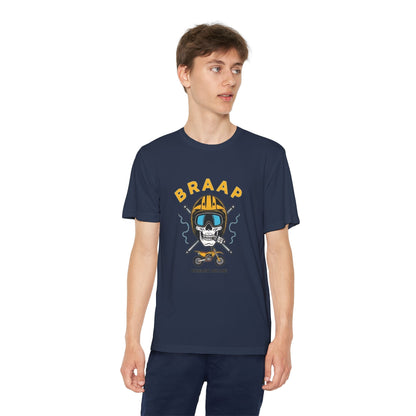 Youth Motocross Tee - "BRAAP" Skull Helmet Racer Shirt