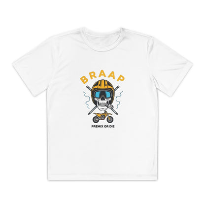 Youth Motocross Tee - "BRAAP" Skull Helmet Racer Shirt