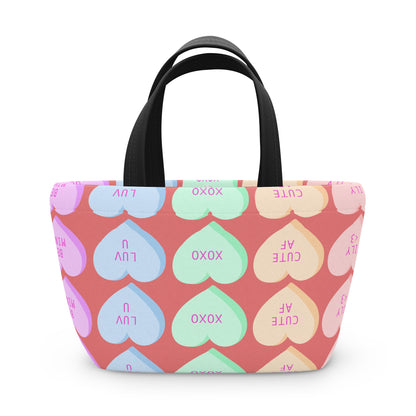 Valentine Candy Hearts Lunch Bag — Cute AF/XOXO Pattern