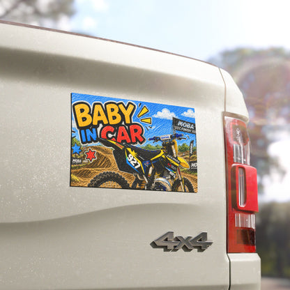 Baby in Car Motorcycle Magnet — Funny Baby in Car Sign for Parents & Motorbike Fans