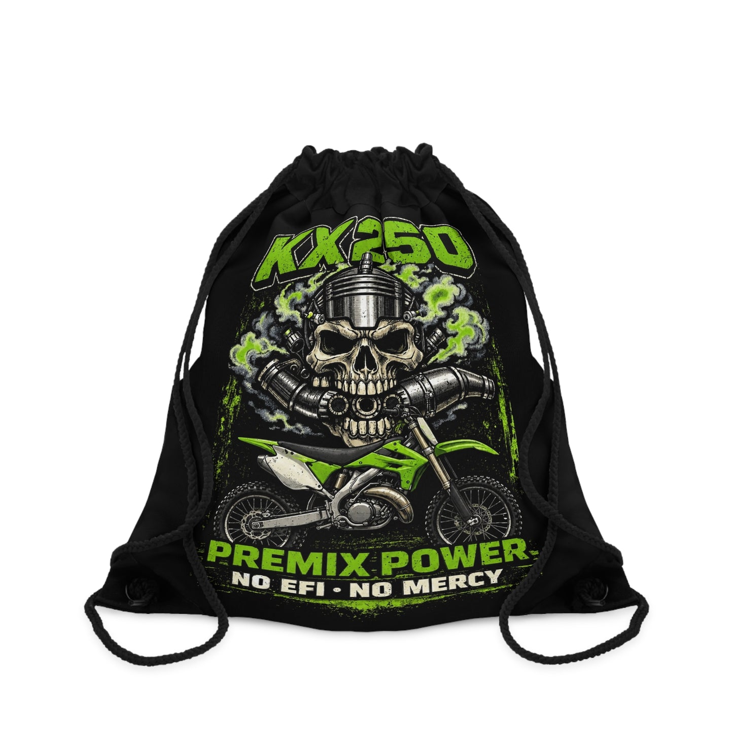 KX250 Dirt Bike Drawstring Bag – "Premix Power: No EFI No Mercy"