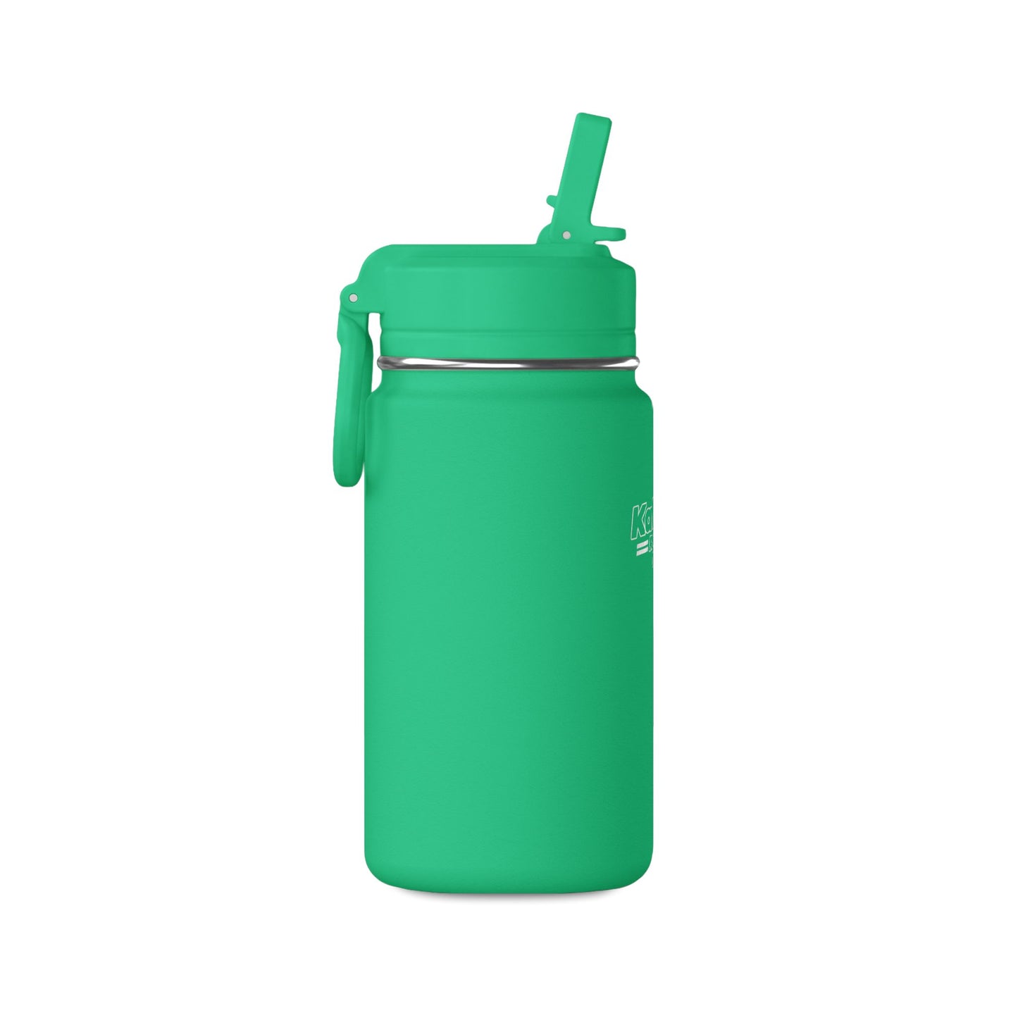 Mini 14oz Water Bottle with Kalama Racing Team Logo — Compact Straw Bottle for Kids & On-the-Go (Green)