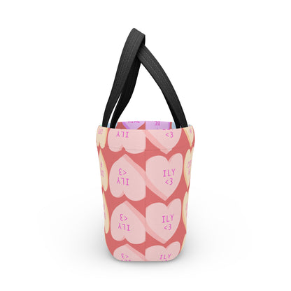 Valentine Candy Hearts Lunch Bag — Cute AF/XOXO Pattern