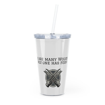 Wolverine Claw Tumbler with Straw — "There Are Many Wolves" Design
