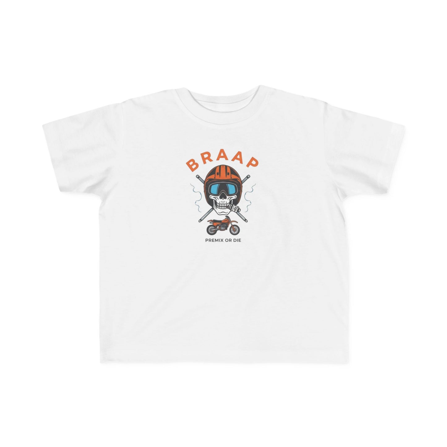 Toddler Tee - 'BRAAP' Dirt Bike Helmet Motorcycle Graphic Shirt