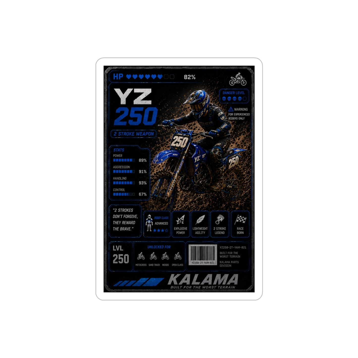 Dirt Bike Moto Racing Die-Cut Sticker — YZ 250 Transparent Outdoor Sticker
