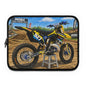 Motocross Dirt Bike Laptop Sleeve — Yellow Racing 927 Design