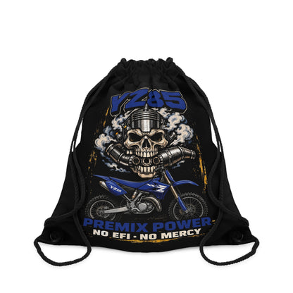 YZ85 Dirt Bike Skull Drawstring Bag — "Premix Power No EFI No Mercy"