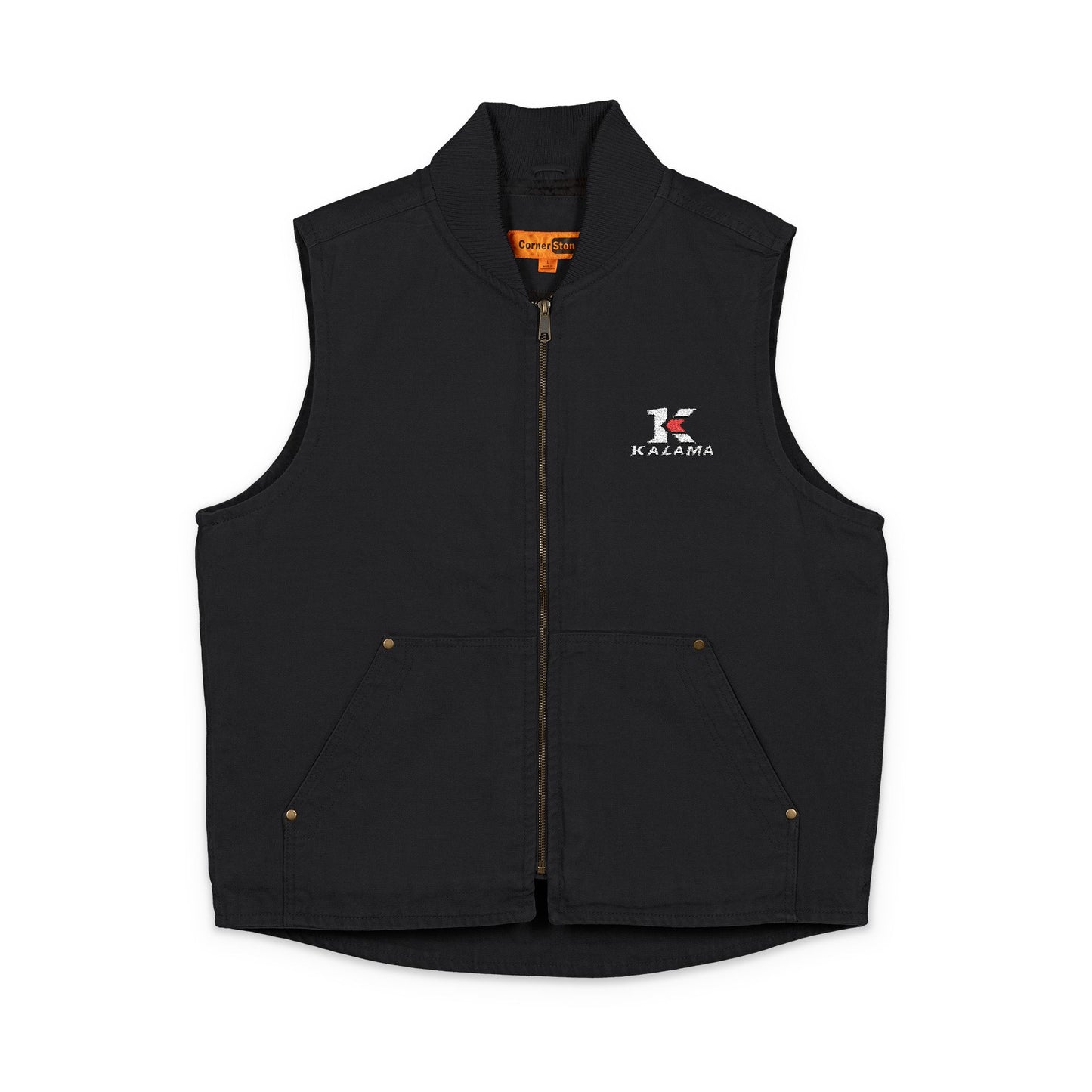 Embroidered Washed Duck Cloth Work Vest — Durable Outdoor Utility Vest with Logo