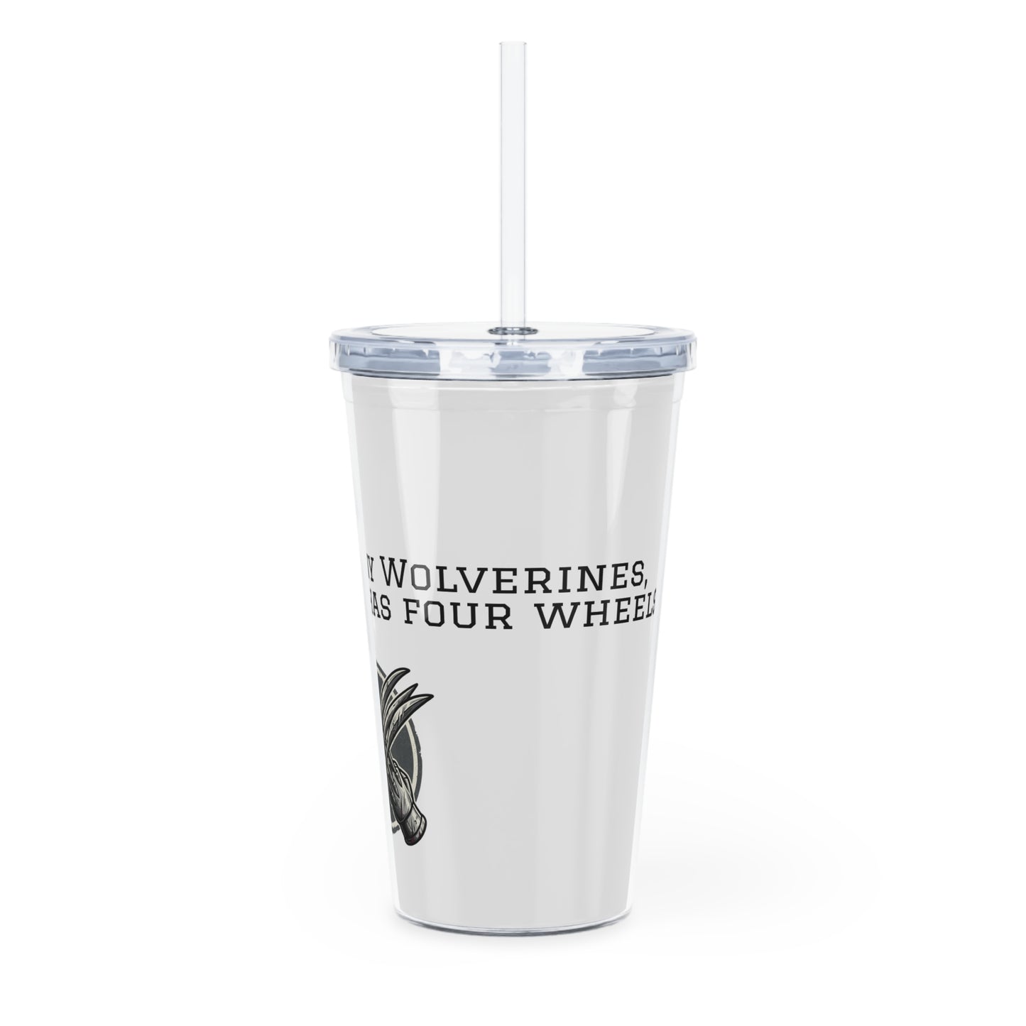 Wolverine Claw Tumbler with Straw — "There Are Many Wolves" Design