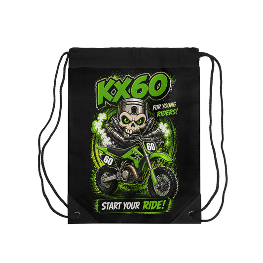 KX60 Kids Dirt Bike Drawstring Bag — "Start Your Ride!" Motocross Gym Sack