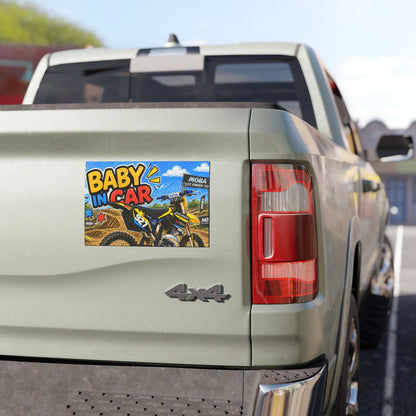 Baby in Car Motorcycle Magnet — Funny Baby in Car Sign for Parents & Motorbike Fans