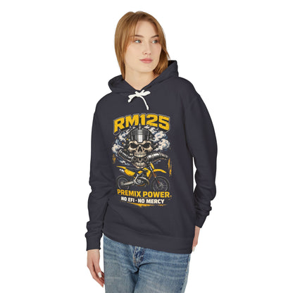 RM125 Premix Power Hoodie — Motorcycle Skull No EFI, No Mercy