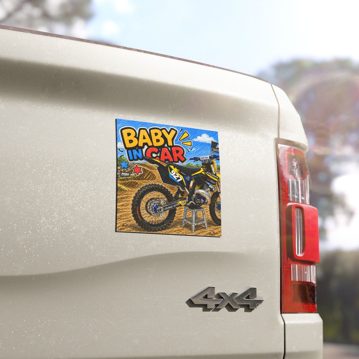 Baby In Car Motorcycle Magnet — Baby In Car Car Magnet for Motocross & Dirt Bike Parents