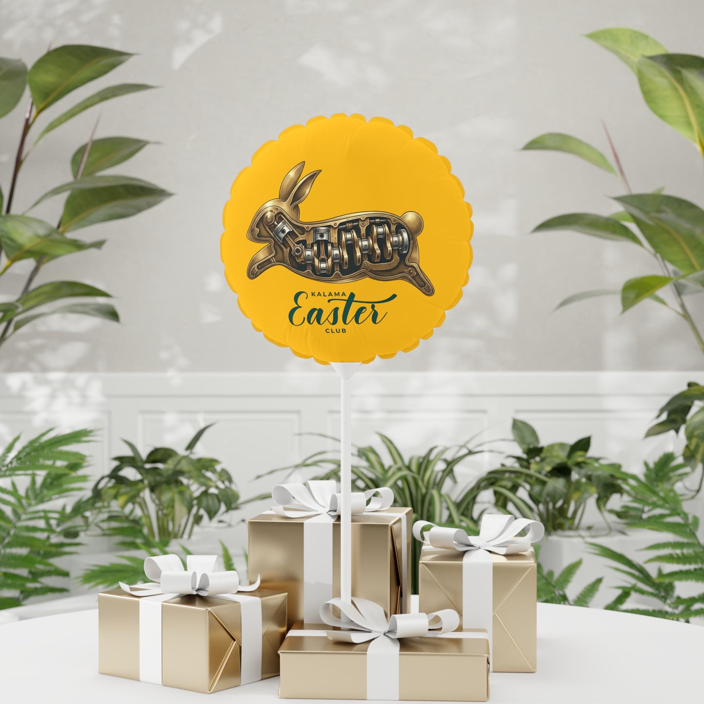 Kalama Easter Club Metallic Bunny 11" Balloon-Yellow