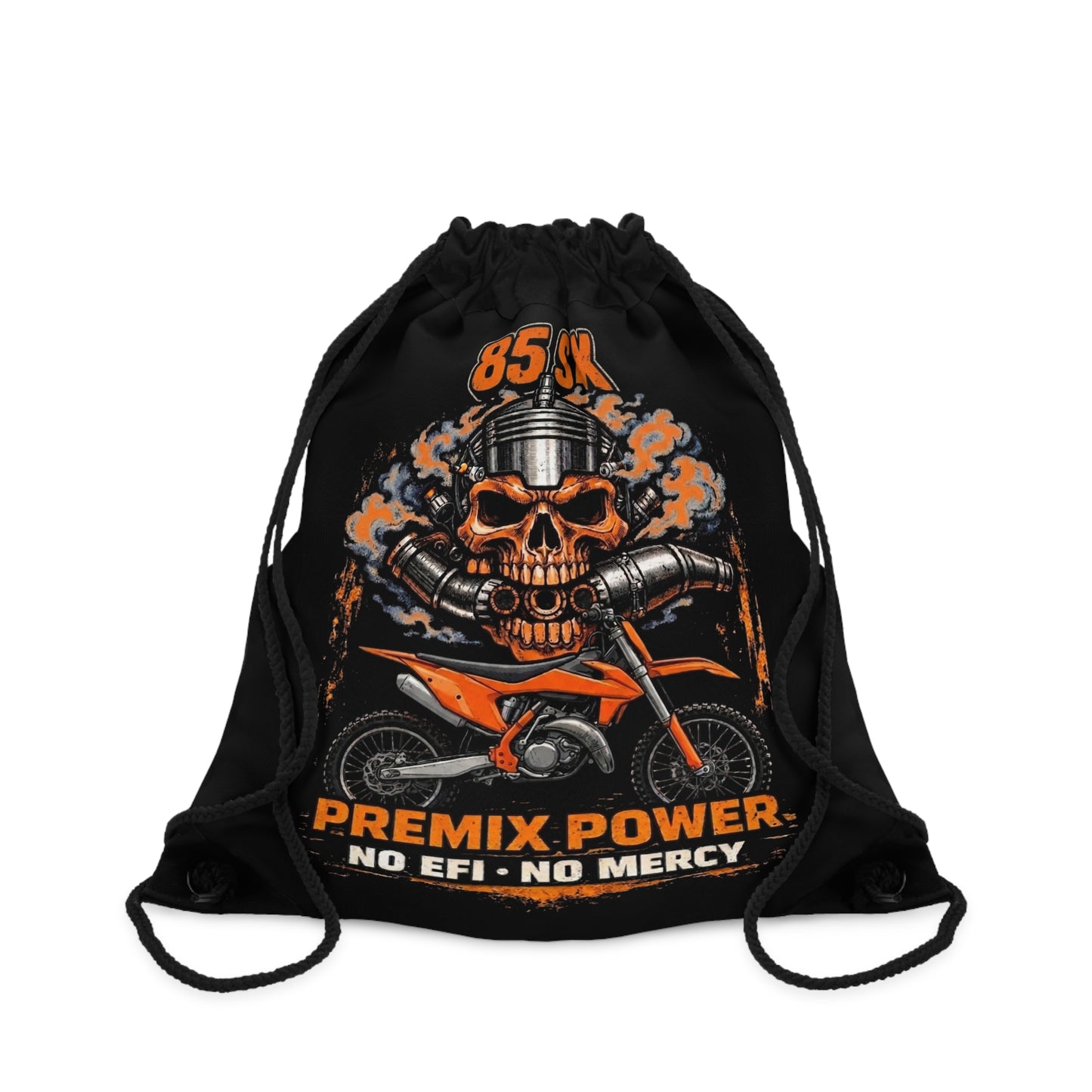 Motocross Skull Drawstring Bag – “85 SX Premix Power” Dirt Bike Gym Sack
