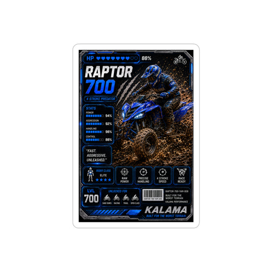 Raptor 700 ATV Trading Card Style Die-Cut Sticker — Waterproof Outdoor Decal