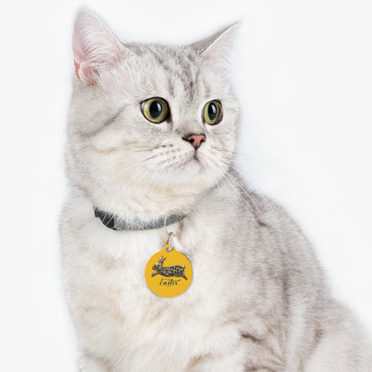 Kalama Easter Club Bunny Pet Tag — Yellow Round Personalized Dog & Cat ID Charm