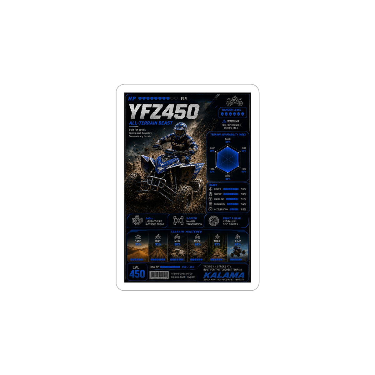 ATV YFZ450 Die-Cut Transparent Outdoor Sticker — Waterproof Off-Road Graphic