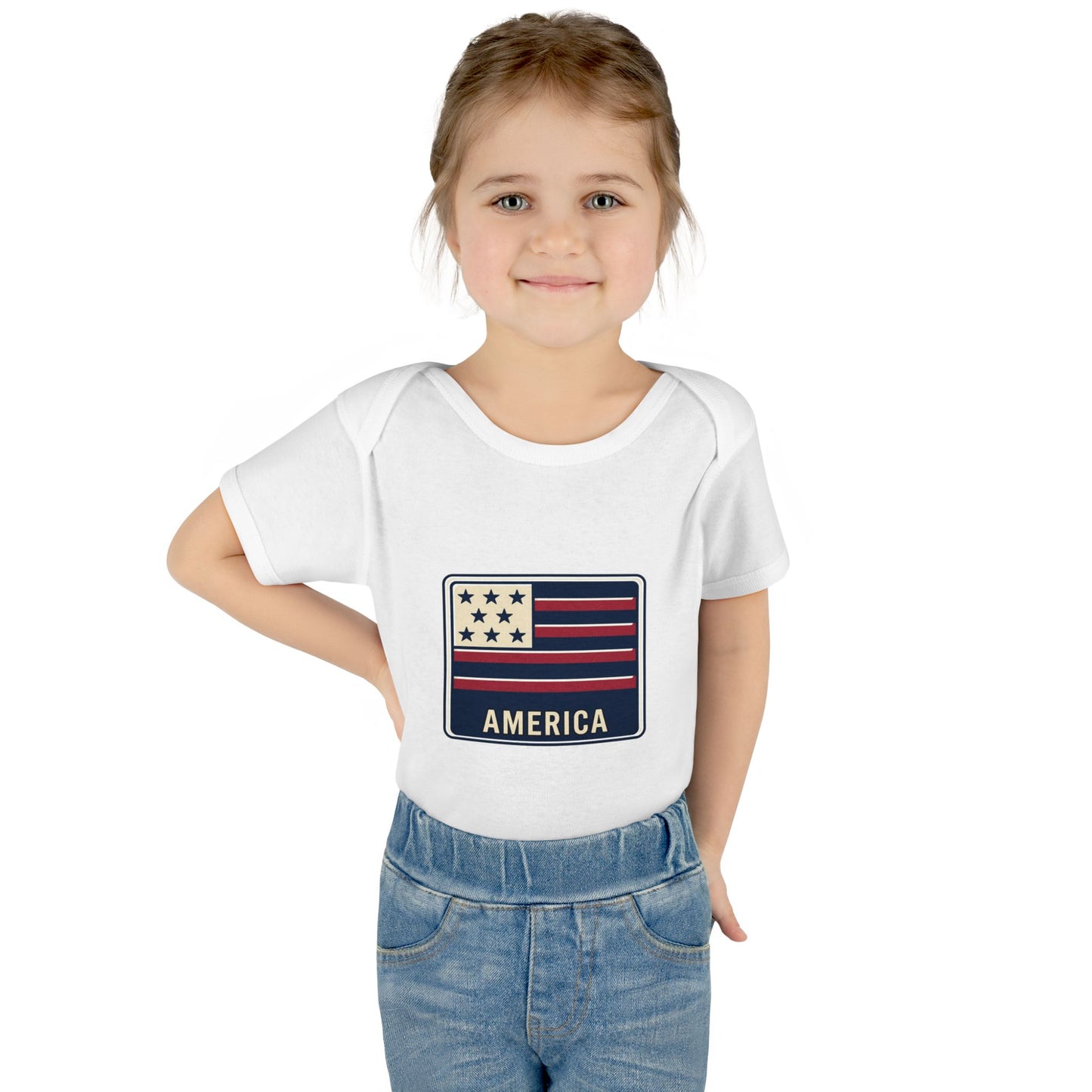 America Flag Infant Bodysuit – Patriotic Baby One-Piece for 4th of July & Everyday