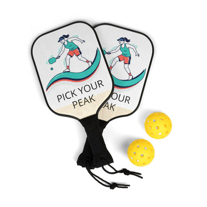 Pick Your Peak Pickleball Paddle Set — Lightweight Pickleball Kit with Graphic Paddle & Balls
