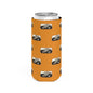 Slim Can Cooler – Vintage Racecar Pattern with “There are many Wolverines, but only one has four wheels.”