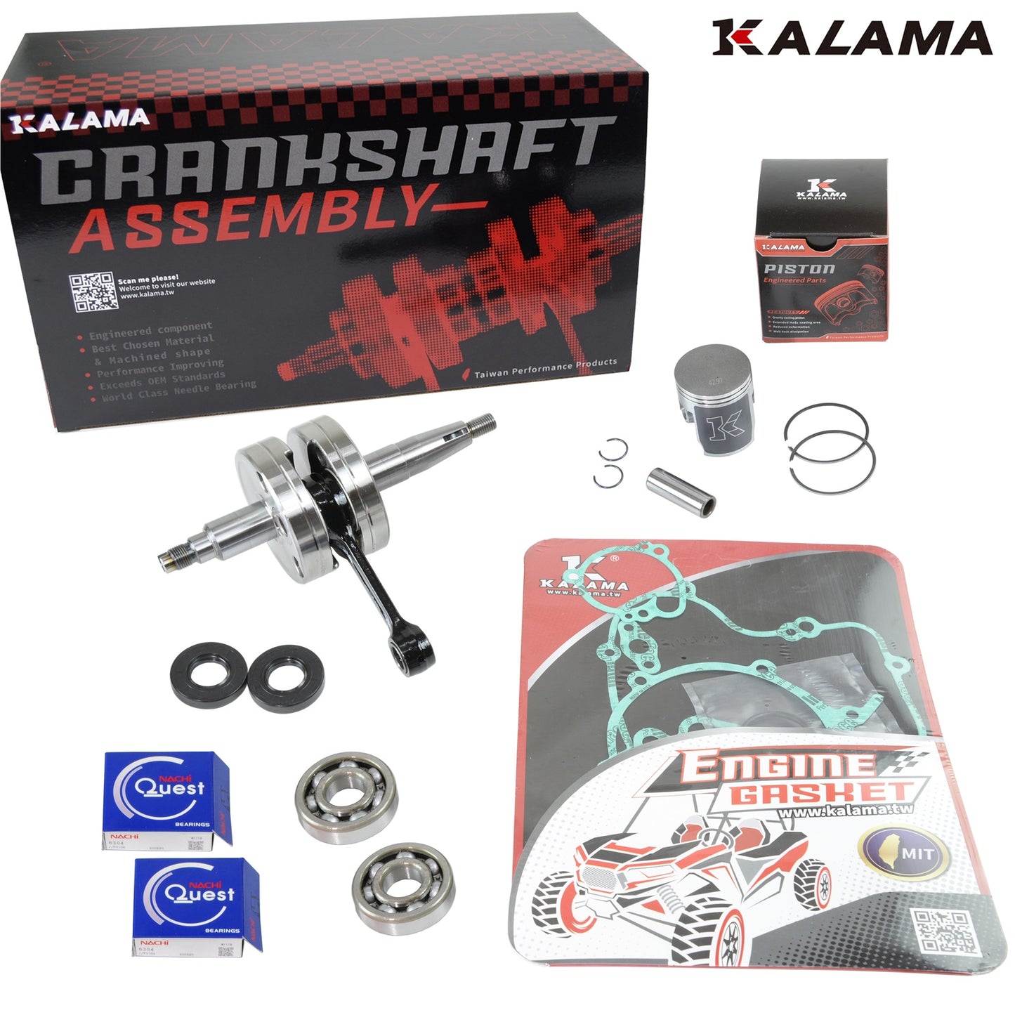 For KAWASAKI ENGINE REBUILD KIT KX 60 CRANKSHAFT PISTON GASKETS 1986-2003 KX60