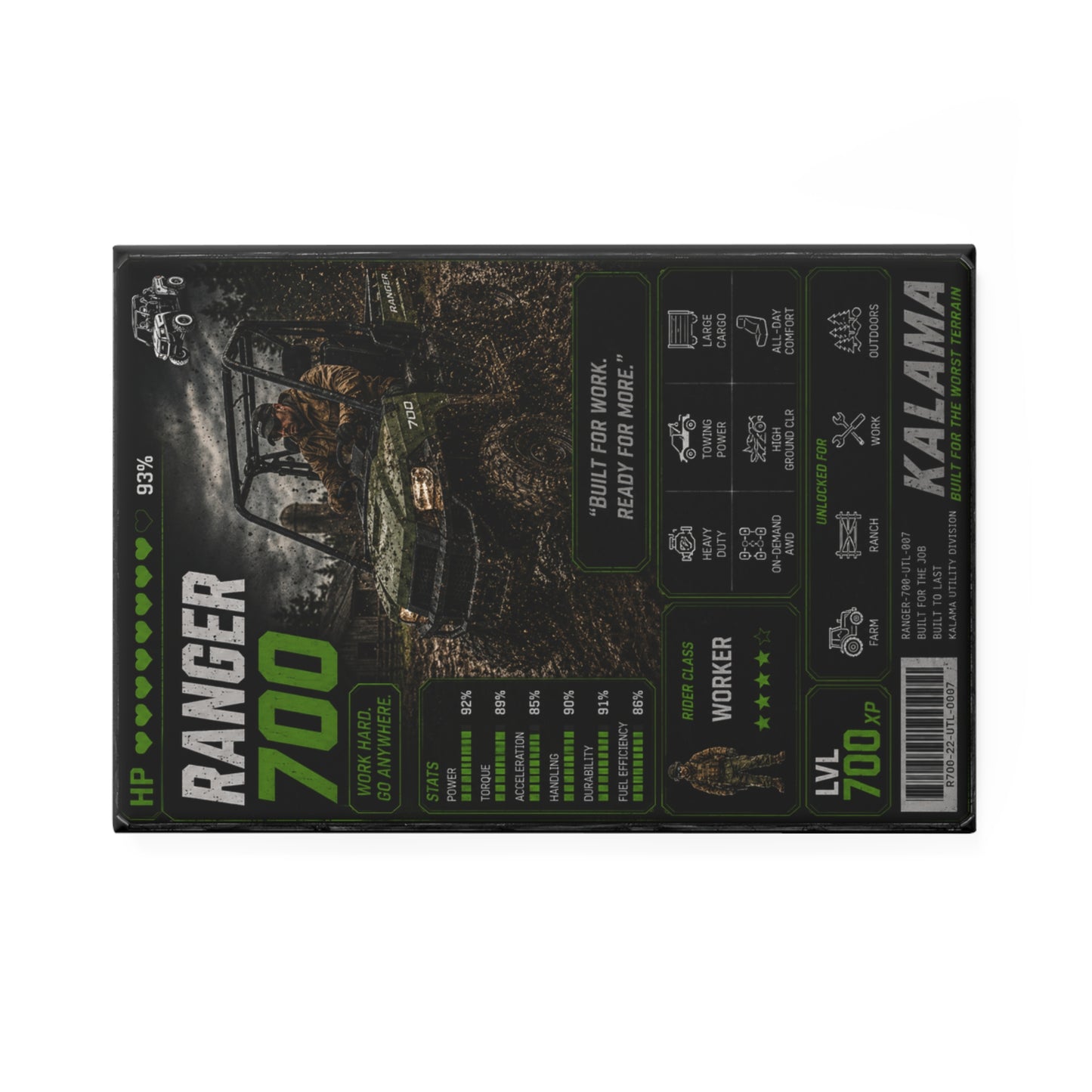 Ranger 700 Hunting Game-Card Rectangle Magnet — 'Kalama' Vehicle Stats