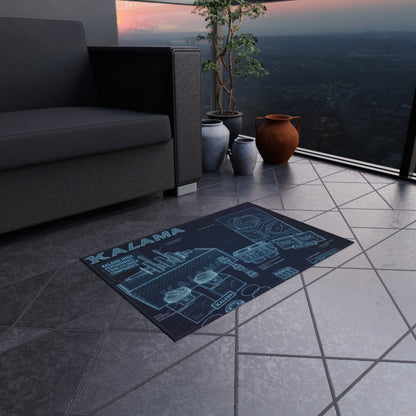 Kalama Blueprint Outdoor Rug — Nautical Blueprint Patio Mat