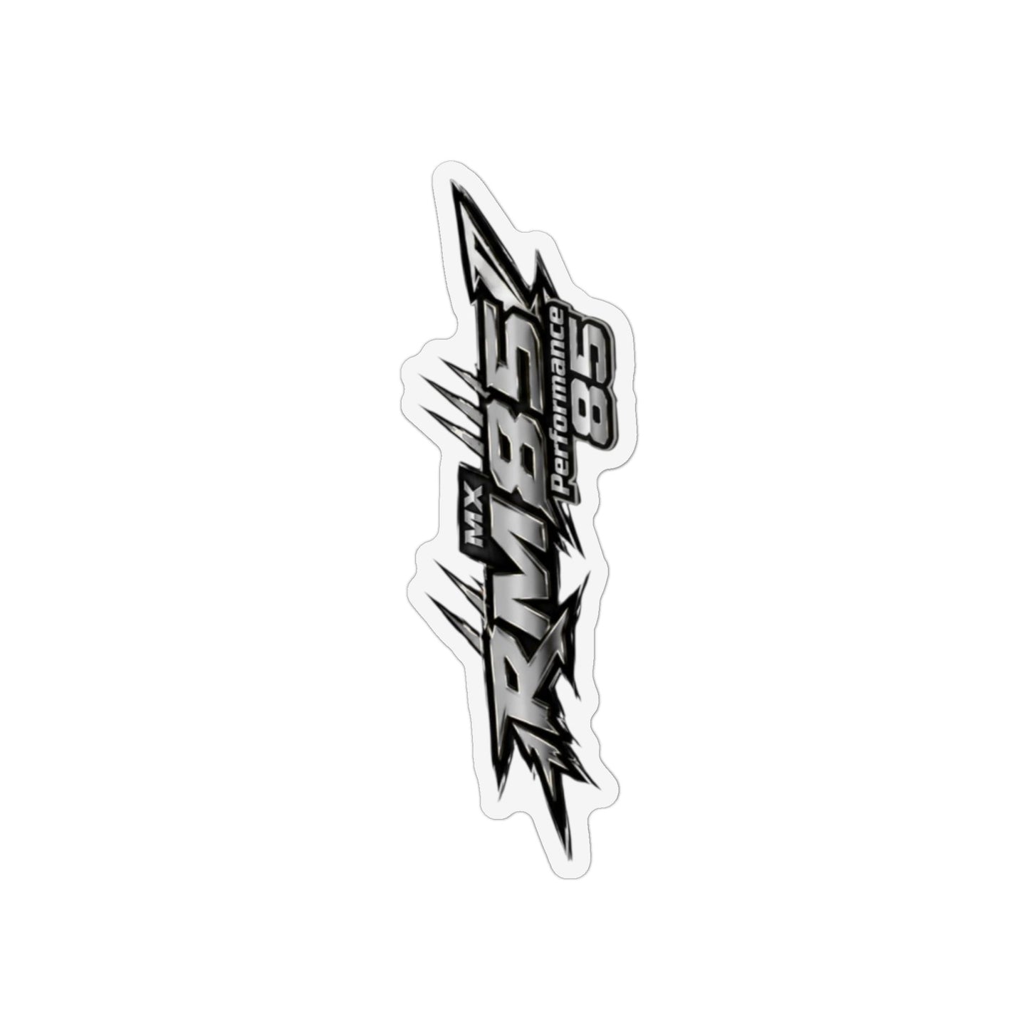 RM85 Shape Magnet — Black Graphic 'Rambs' Racing Logo Sticker Magnet in Grey