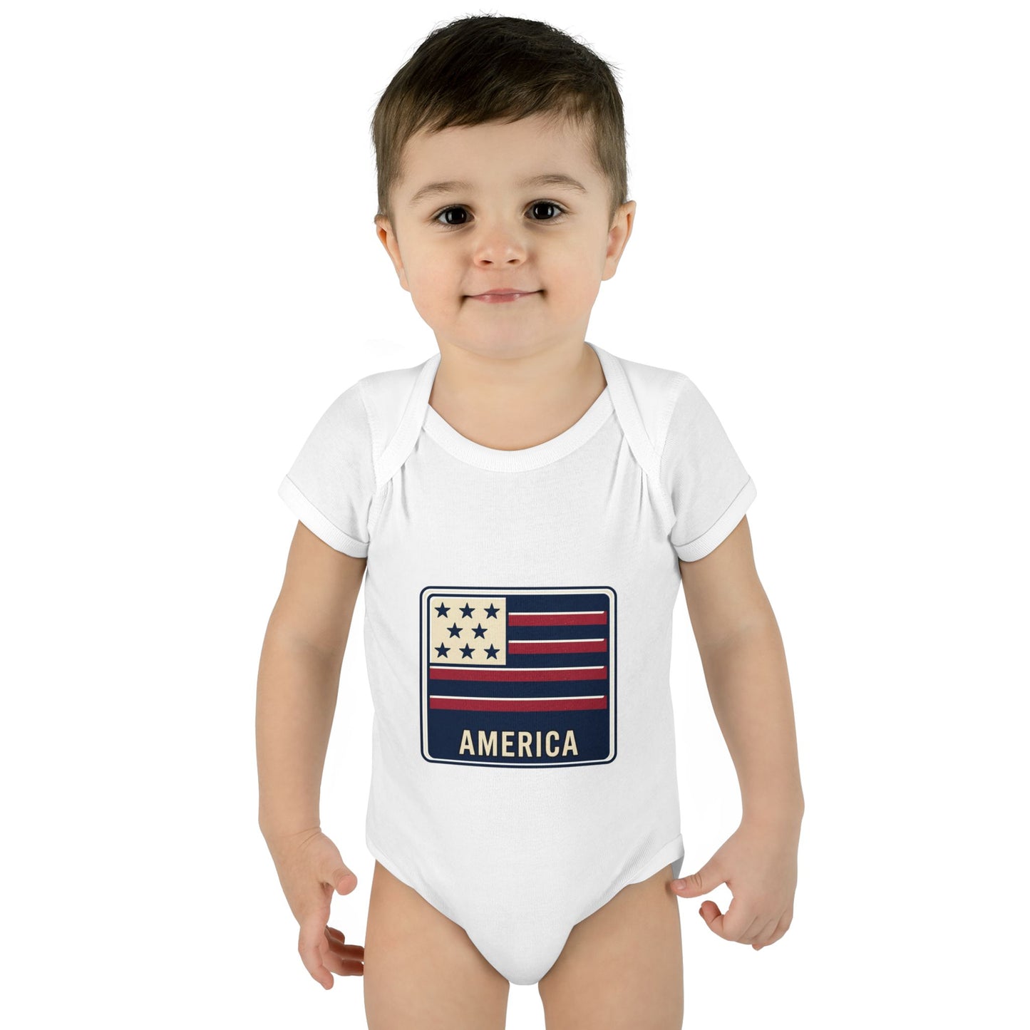 America Flag Infant Bodysuit – Patriotic Baby One-Piece for 4th of July & Everyday