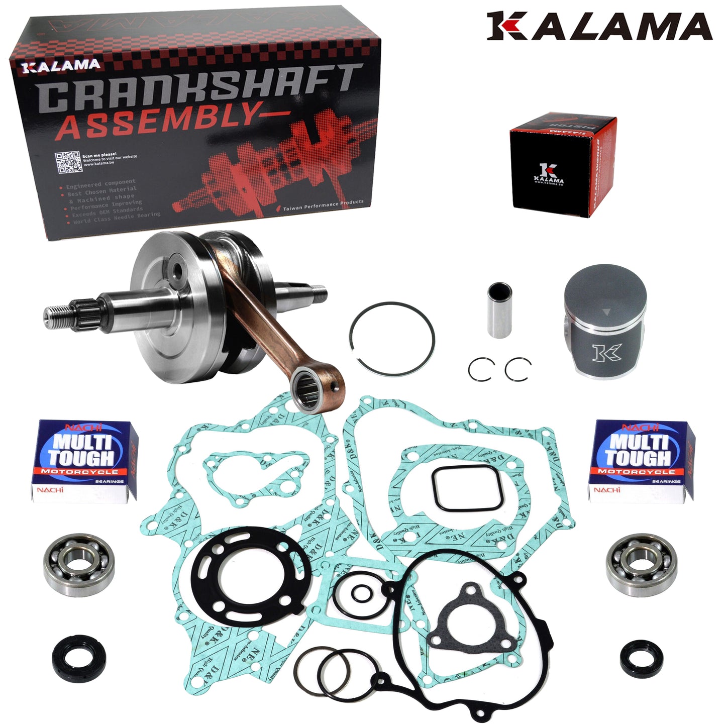 KALAMA Engine Rebuild Kit for Honda CR85R Crankshaft Bearing Piston Engine Gasket Set 2003-2004